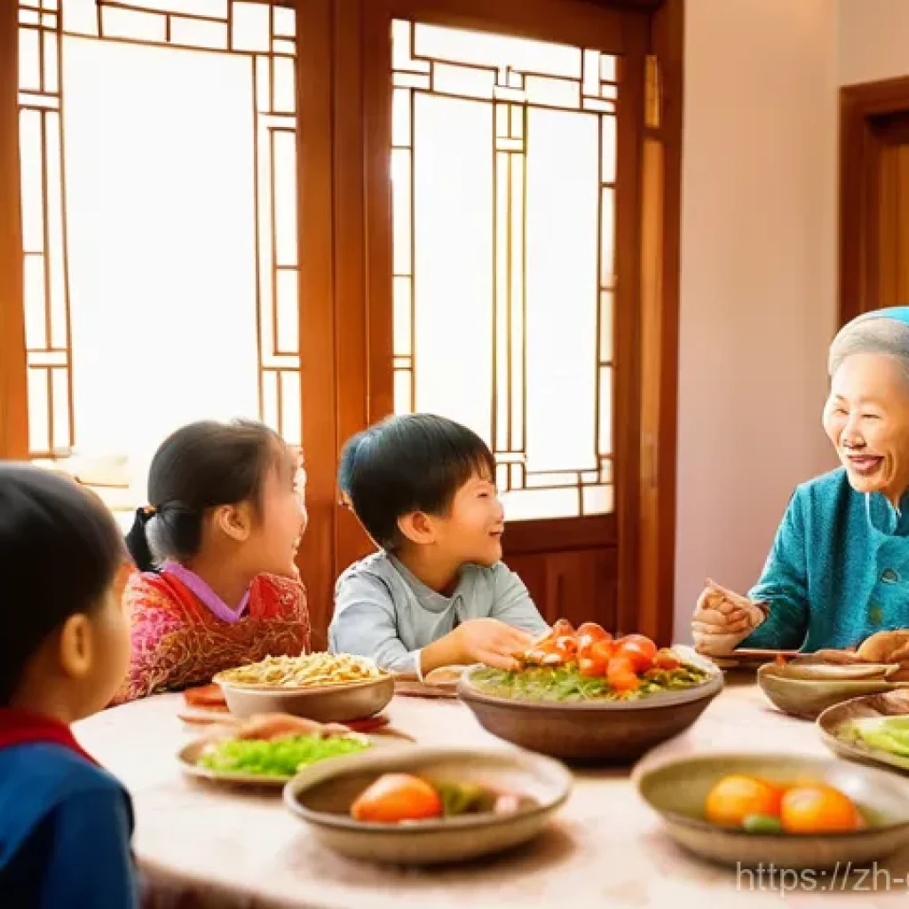 가문 행사와 족보 - **Prompt: A vibrant, multi-generational Chinese family gathering in a warmly lit, traditional yet co...