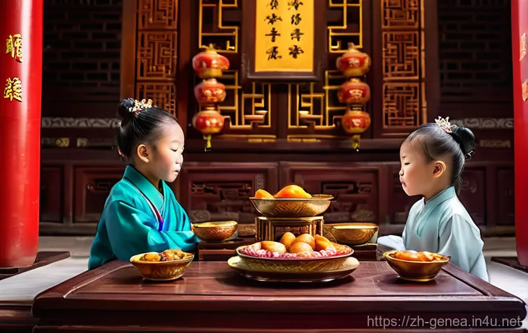 문중 제사 - **Traditional Ancestral Worship in an Ancestral Hall**
    A serene and respectful multi-generationa...