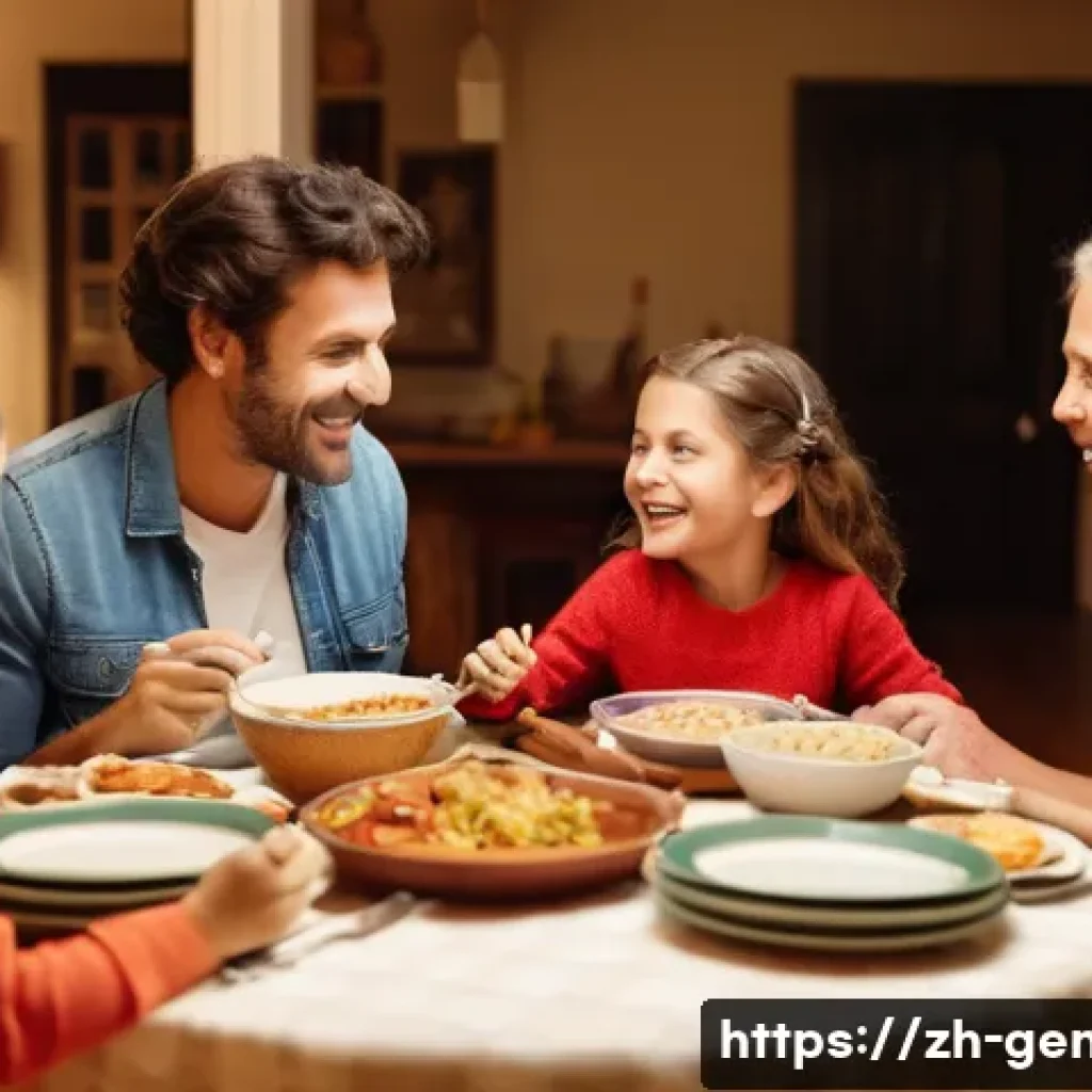 가족 관계 정리 - **Prompt 1: Warm Family Connection and Shared Memories**
    A happy, diverse family of four (parent...