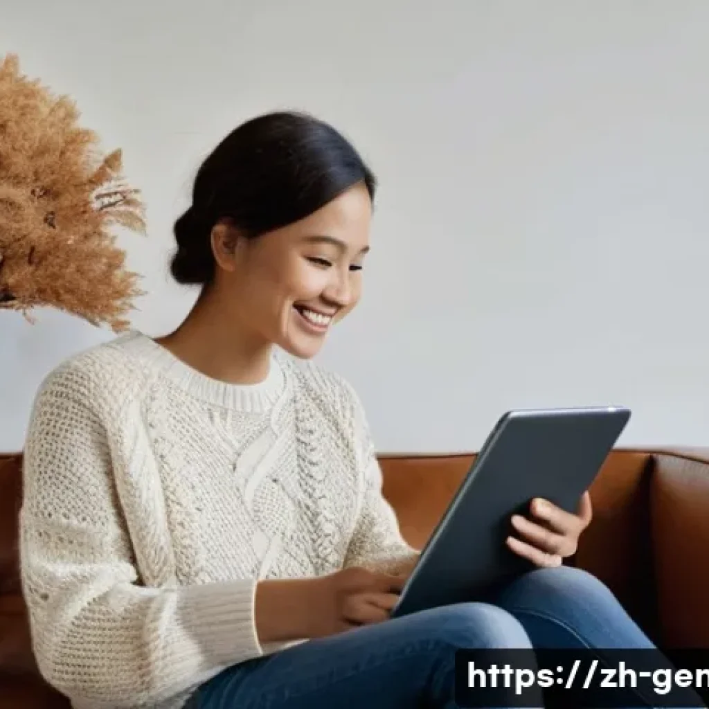 족보와 가문의 역사 - **Prompt: "A cozy and modern living room with warm, soft lighting. A young woman, dressed in a comfo...