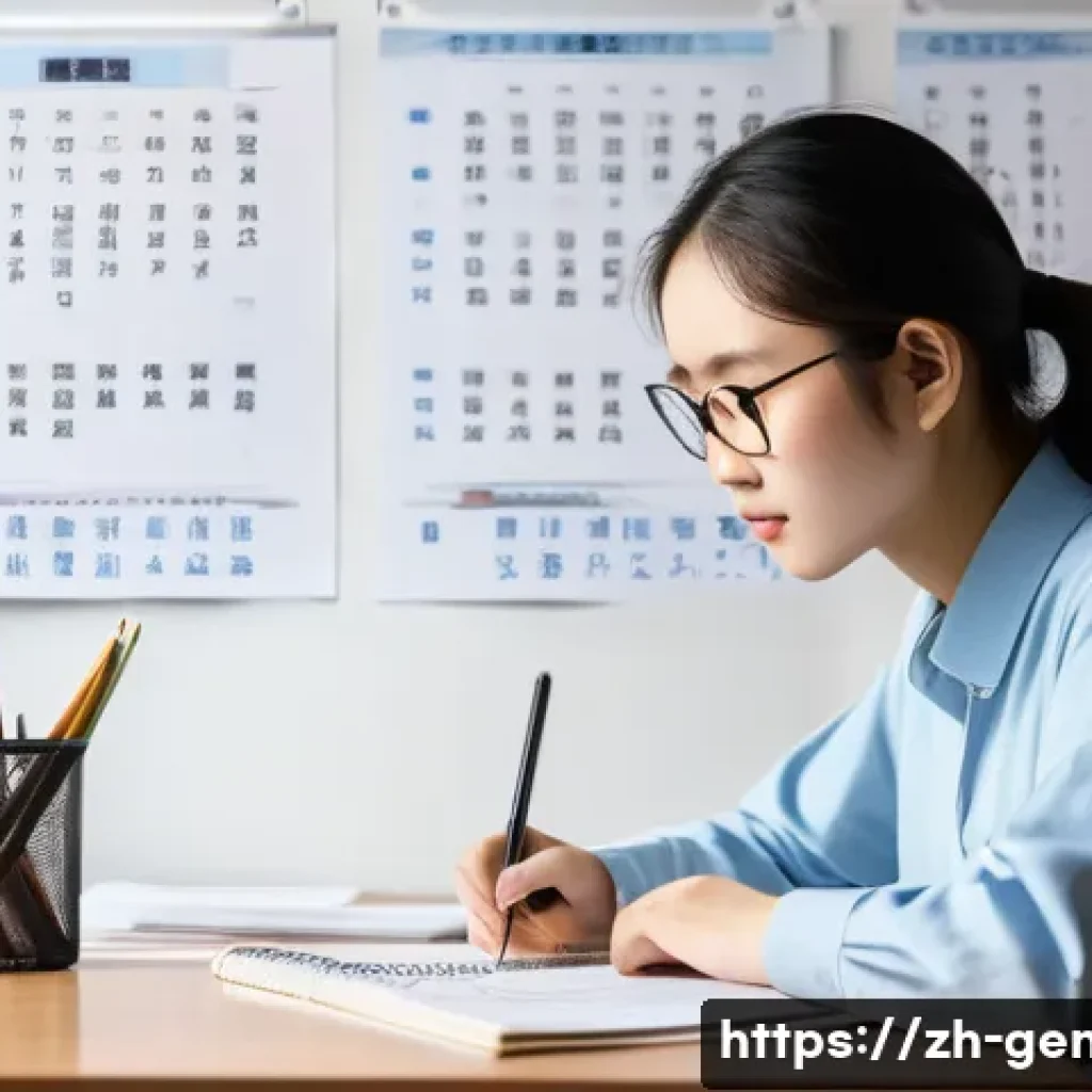 족보 관련 강의 - A modern study room scene featuring a young Chinese student sitting at a sleek desk with multiple op...