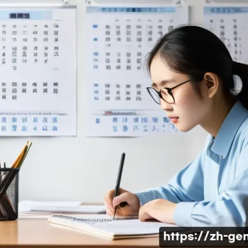 족보 관련 강의 - A modern study room scene featuring a young Chinese student sitting at a sleek desk with multiple op...