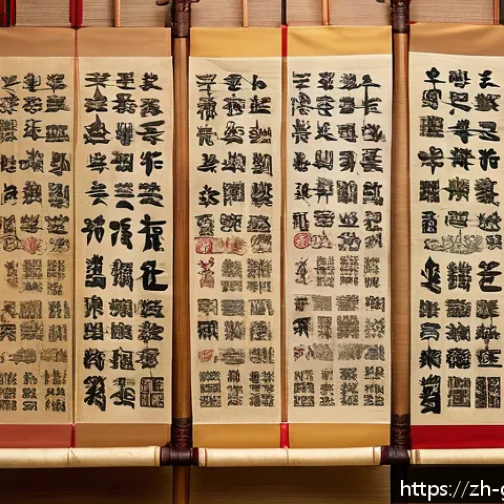 북한의 족보 - A detailed, elegant Korean Joseon Dynasty family genealogy scroll displayed on a wooden table, featu...