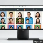 족보 소프트웨어 - A modern family tree visualization interface on a computer screen, showing automatically generated r...